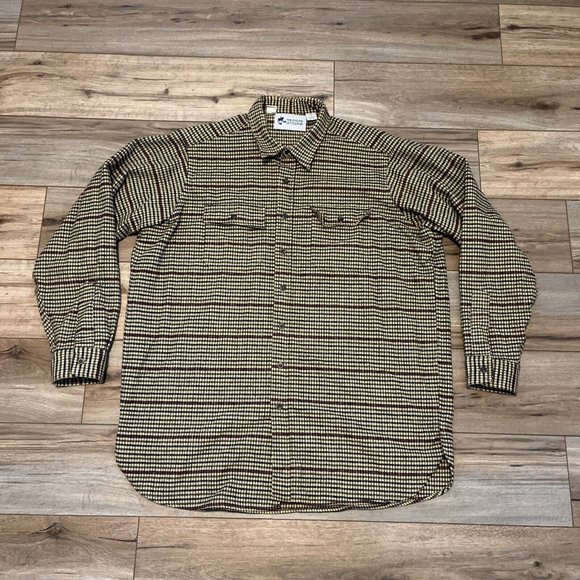 Men's New England Gentleman Flannel Button Up Shirt SZ XXL Check Tan Blue Red - Picture 1 of 10